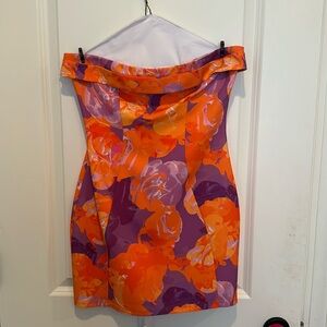 white fox strapless dress